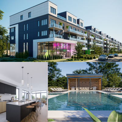 NOX exterior building, kitchen and pool